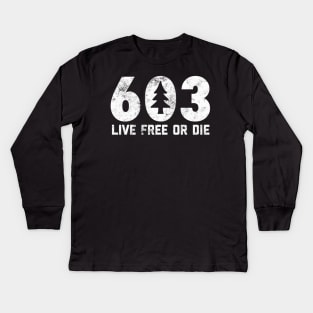 Live Free Or Die 603 Tree Nh Area Code Kids Long Sleeve T-Shirt
